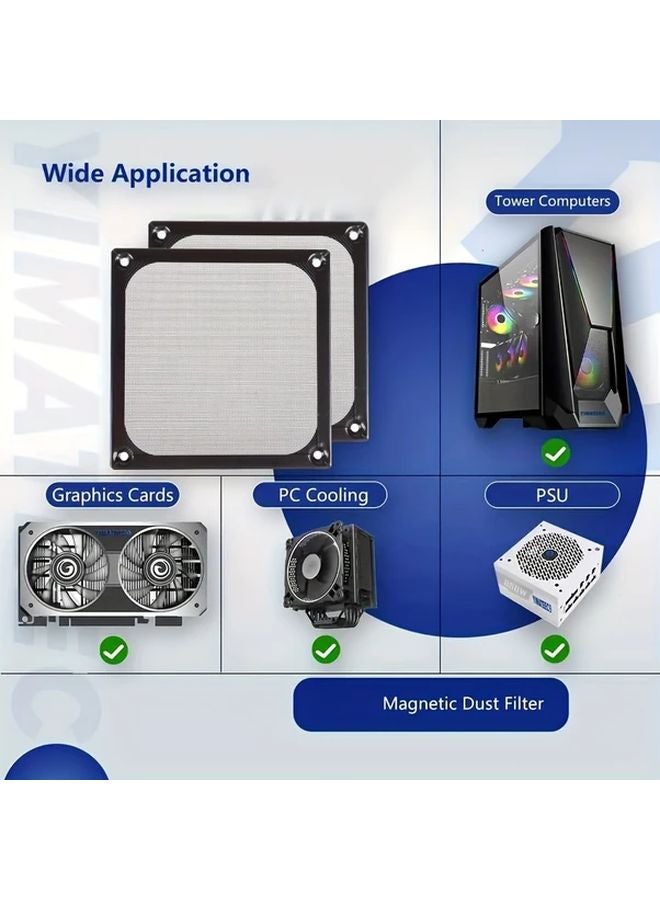 Black High Efficiency PC Cooling Fan With Dustproof Case Filter Aluminum Grill - Image 4